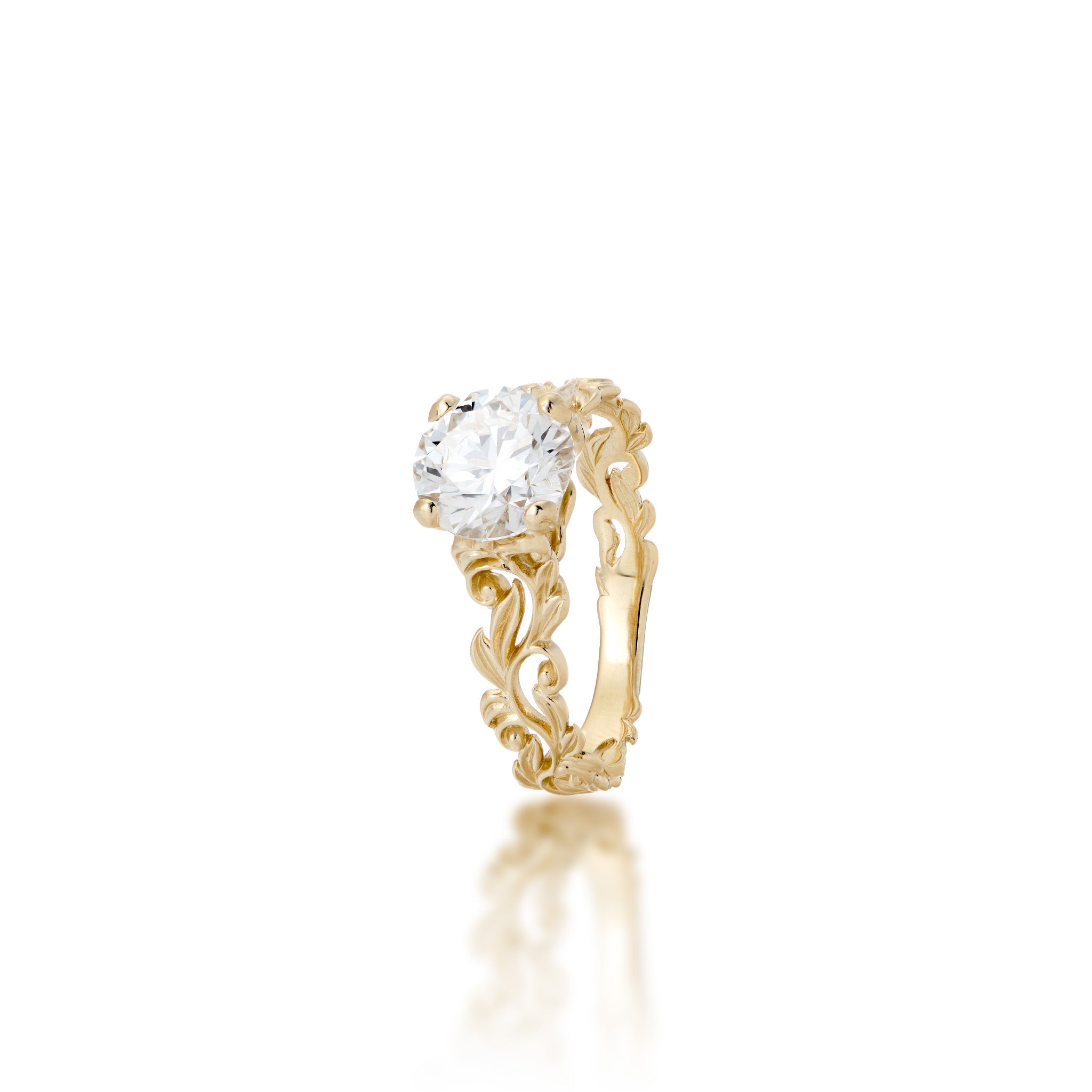 Living Heirloom Solitaire Lab Grown Diamond Engagement Ring in Gold