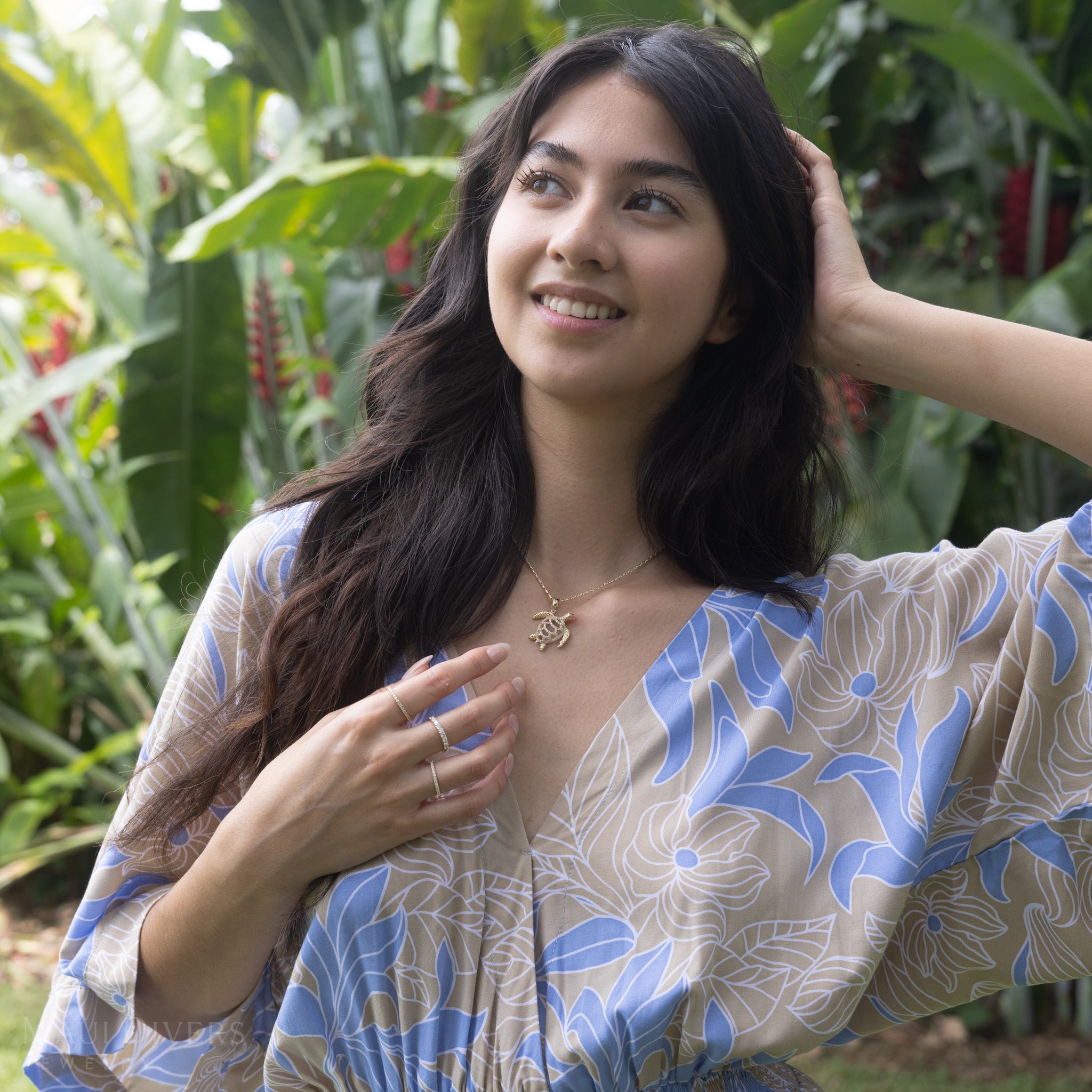 ホヌ ペンダント ダイヤモンド ゴールド - 28mm