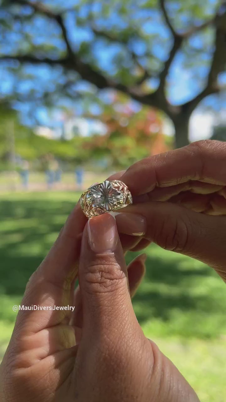 ハワイアン ガーデンズ ハイビスカス リング ダイヤモンド マルチ  